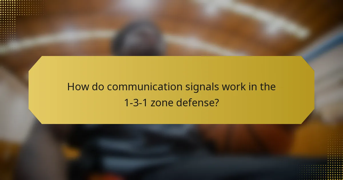 How do communication signals work in the 1-3-1 zone defense?