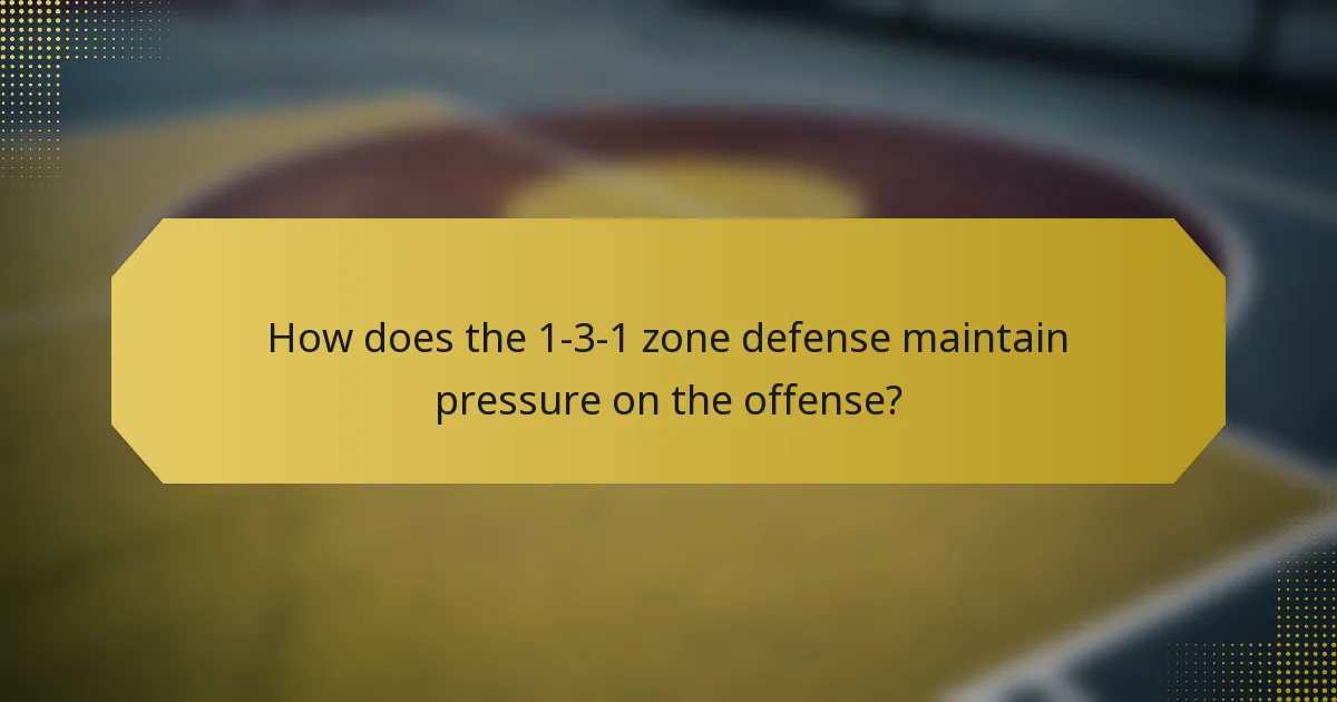 How does the 1-3-1 zone defense maintain pressure on the offense?