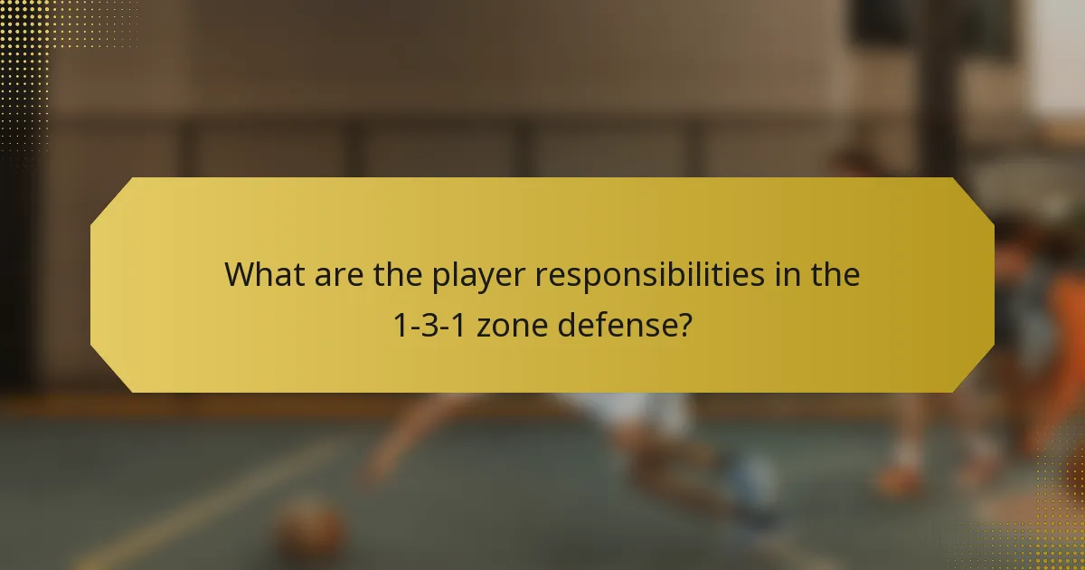 What are the player responsibilities in the 1-3-1 zone defense?